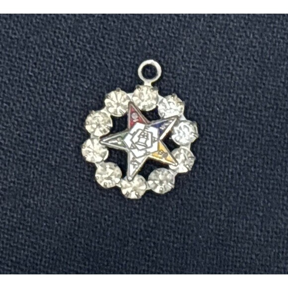 Vintage Order Of Eastern Star Rhinestone Pendant Charms Masonic - Picture 3 of 10